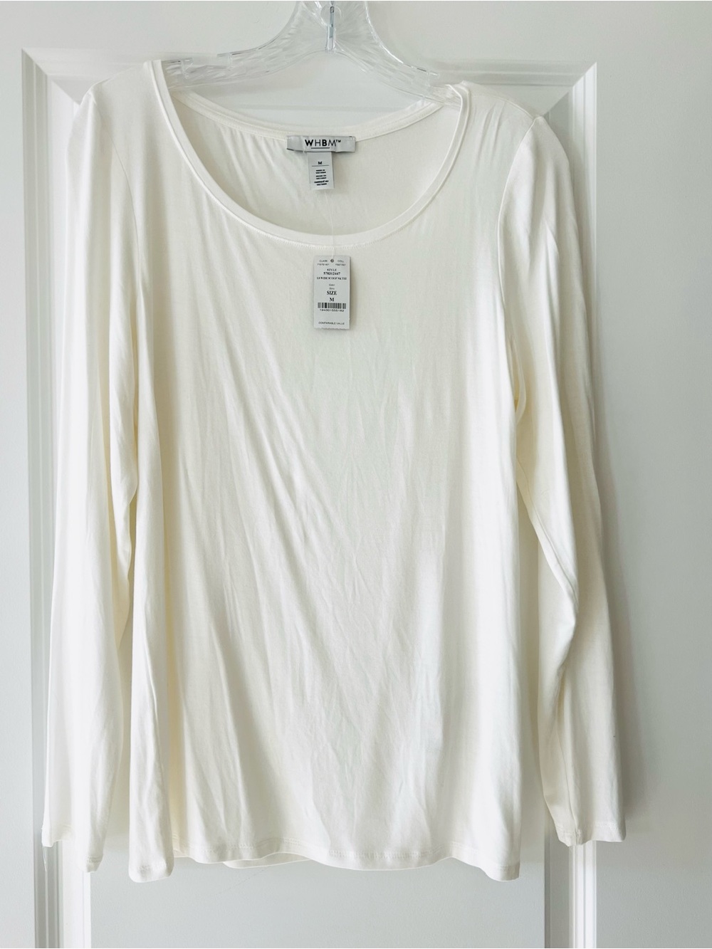 NWT White House Black Market Women's Cream Scoop Neck Long Sleeve Top